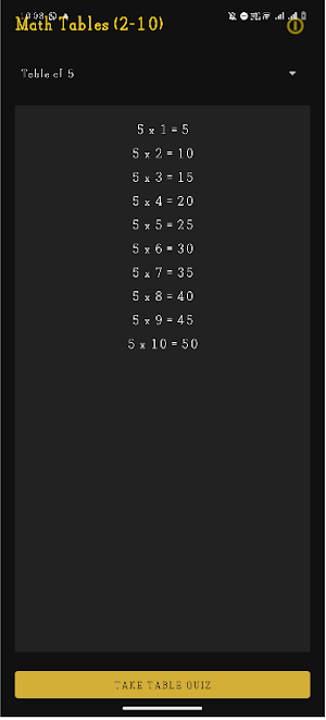 Math Tables Screenshot 0