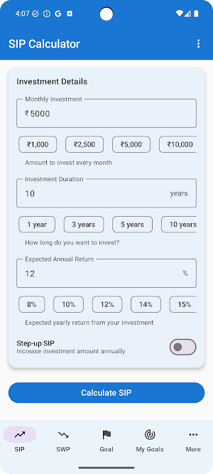 SIP SWP Finance Tracker Screenshot 0