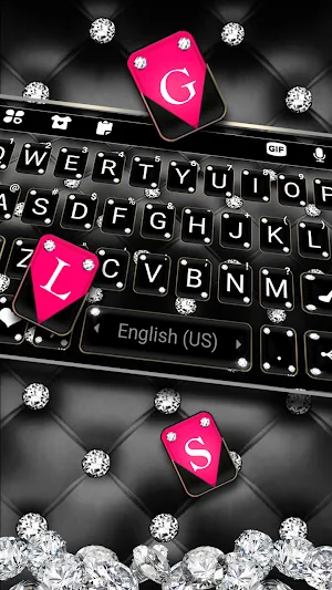 Black Pink Diamonds Keyboard Background Screenshot 1