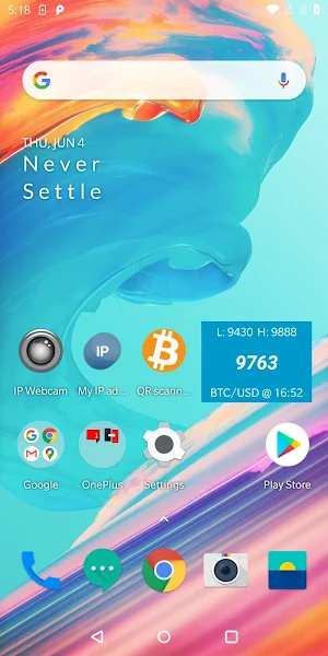 Widget with Bitcoin value in E Screenshot 0