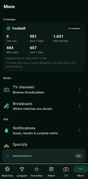 Sportzfy TV Live Football HD Screenshot 1