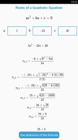 Roots of a Quadratic Equation Screenshot 0