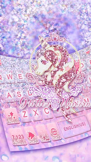 Glitter Unicorn Keyboard Theme Screenshot 2