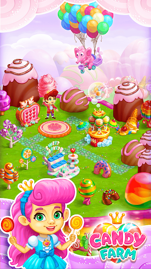 Candy Farm: Magic cake town & cookie dragon story Screenshot 0