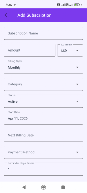 Subscription Tracker Manager Screenshot 3