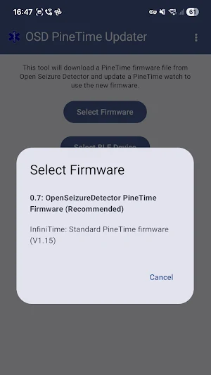 OpenSeizureDetector-PineTime Screenshot 1