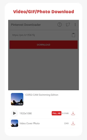 Video Downloader For Pinterest - Photo & GIF Screenshot 1