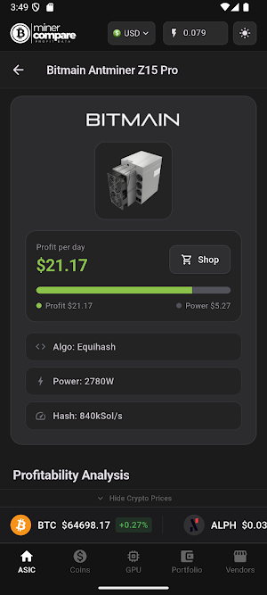 MinerCompare Screenshot 2