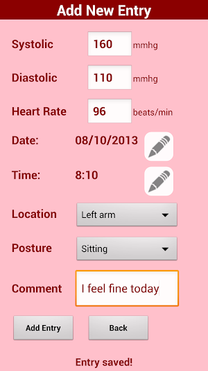 Blood pressure Screenshot 0
