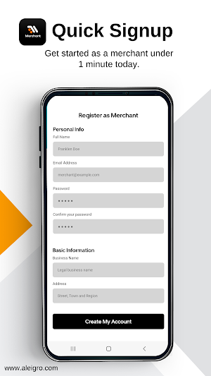 Aleigro Merchant Mobile App Screenshot 2