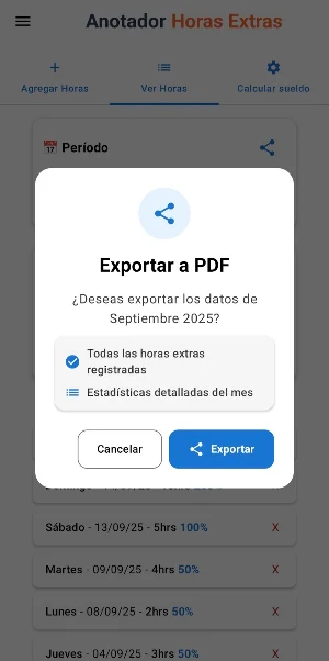 Registro de Horas Extras Screenshot 2