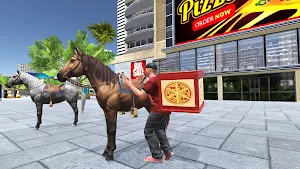 Mounted Horse Pizza Delivery: Fast Food games Screenshot 0