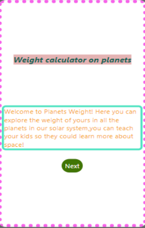 Weight on Solar Planets App Screenshot 2
