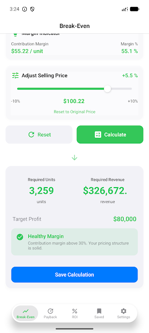 Break Even & ROI Calculator Screenshot 1