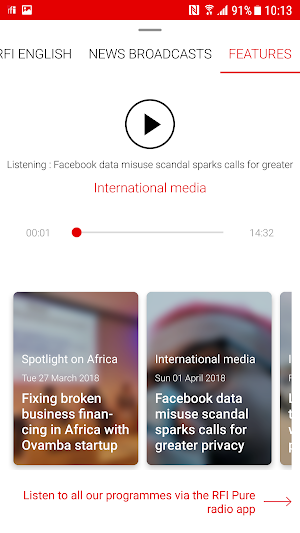RFI - Radio France Internationale,  live news Screenshot 1