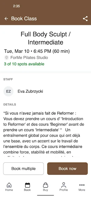 ForMe Pilates Studio Screenshot 2