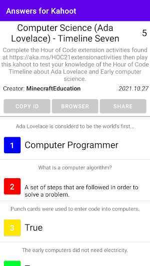 Answers for Kahoot Screenshot 3