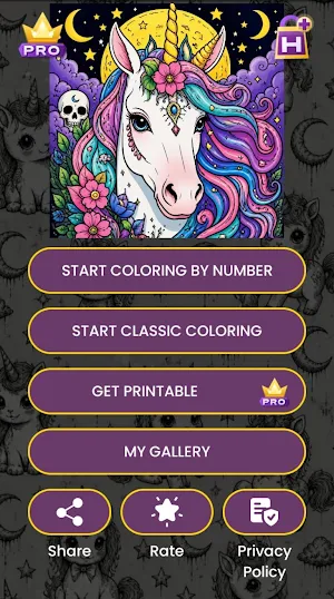 Creepy Unicorn Color by Number Screenshot 1