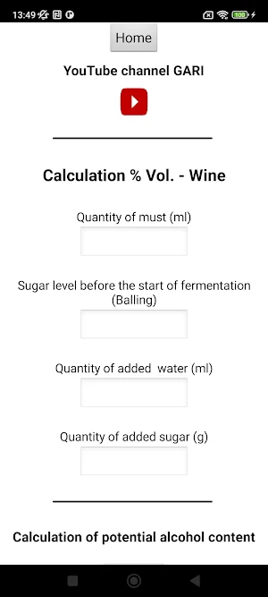 Calculation of alcohol content Screenshot 1