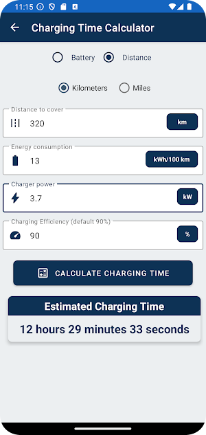 Electric Vehicle Calculator Screenshot 2