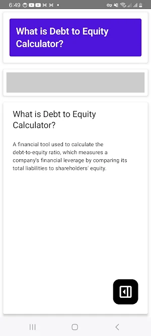 Debt to Equity Calculator Screenshot 1