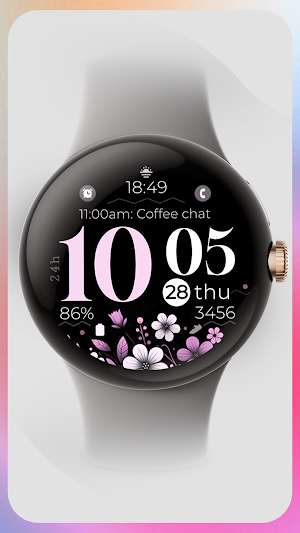 Purple Petals watch face Screenshot 3