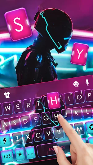 Neon Helmet DJ Keyboard Backgr Screenshot 1