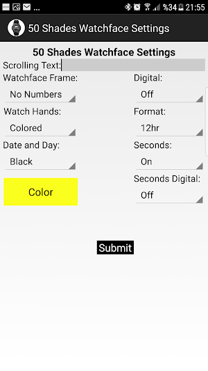 50 Shades Watchface Settings Screenshot 0