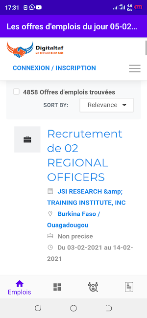 Offre d'emploi international prestation de service Screenshot 3