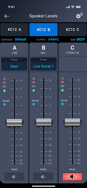 QSC Loudspeaker Control Screenshot 2