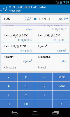 CTS Leak Rate Calculator Screenshot 1