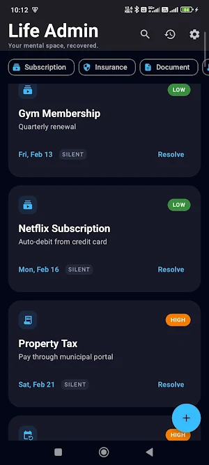 Life Admin Automation System Screenshot 1