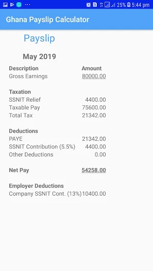 Ghana Payslip Calculator Screenshot 1