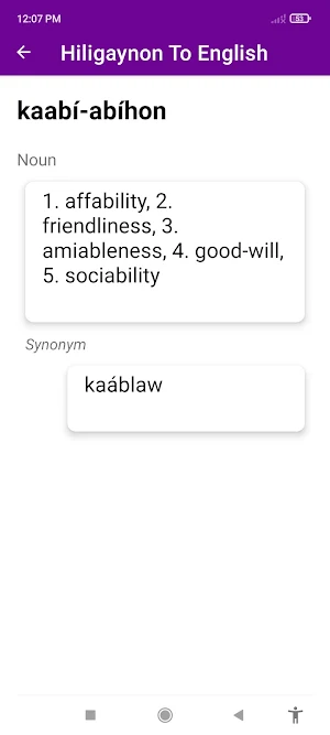 Hiligaynon English Dictionary Screenshot 2