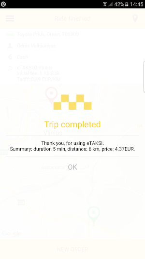 eTAKSI - get taxi in Lithuania Screenshot 3
