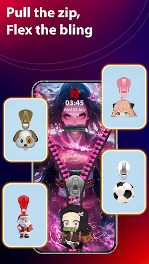 Zipper Lock Screen 3D Themes Screenshot 3