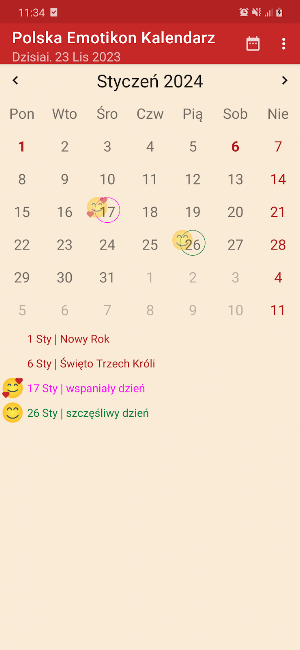 Polska Emotikon Kalendarz Screenshot 0