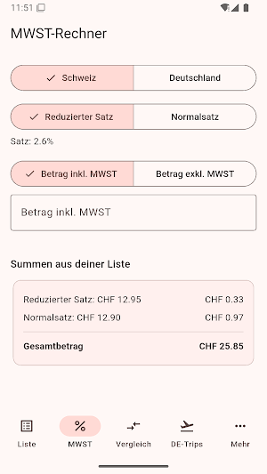 Einkaufsliste Schweiz Screenshot 1