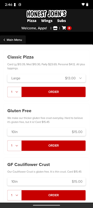 Honest Johns Pizzeria Screenshot 2