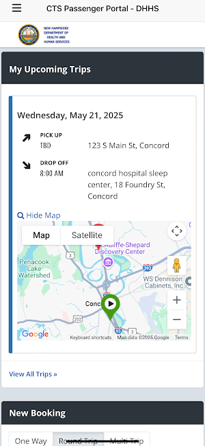 CTS Passenger Portal - DHHS Screenshot 1