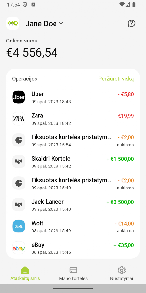 Skaidri kortelė Screenshot 2