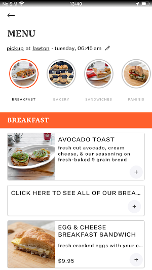 Atlanta Bread App Screenshot 2