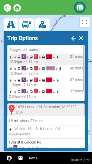 QC Metrolink BusTime Screenshot 3