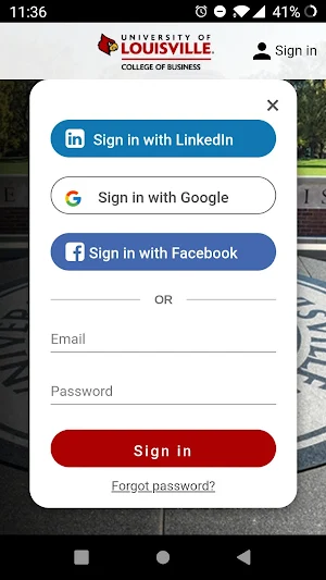 UofL Biz Connect Screenshot 1
