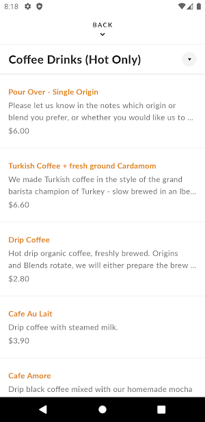 Aharon Coffee & Roasting Co. Screenshot 2