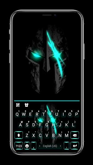 Neon Blue Warrior Keyboard Background Screenshot 0