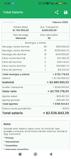 CalcularSalario-RecargosExtras Screenshot 1
