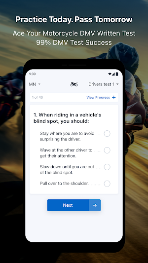 Motorcycle DMV Written Test Screenshot 2