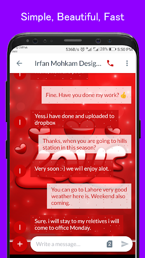 Red love SMS Dual Theme Screenshot 3