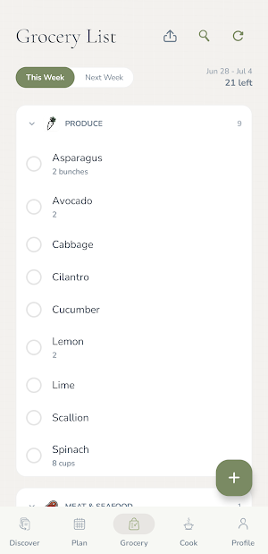 Mise: Meal Plan & Grocery List Screenshot 2